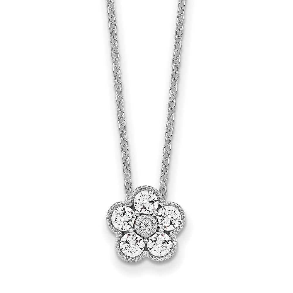 14K White Gold True Origin 1/2 Carat Lab Grown Diamond Vs Def 18 Inch Floral Pendant Necklace