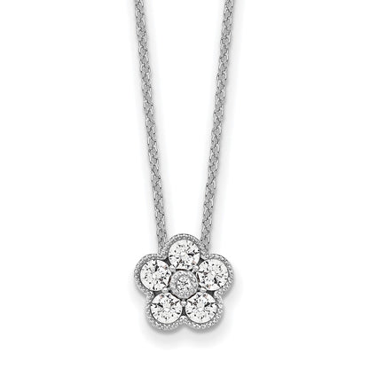 14K White Gold True Origin 1/2 Carat Lab Grown Diamond Vs Def 18 Inch Floral Pendant Necklace