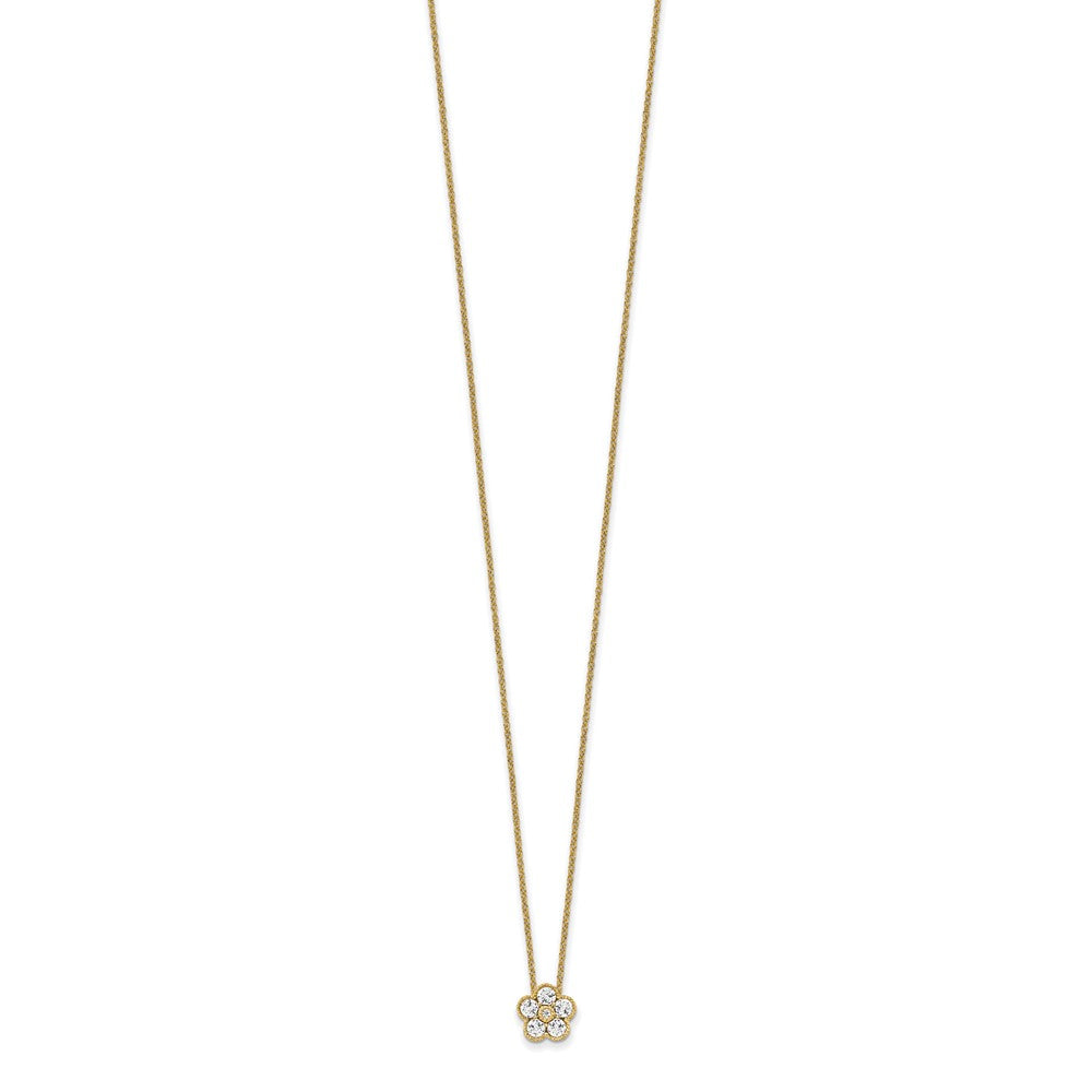 14K Yellow Gold True Origin 1/2 Carat Lab Grown Diamond Vs Def 18 Inch Floral Pendant Necklace