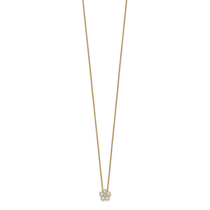 14K Yellow Gold True Origin 1/2 Carat Lab Grown Diamond Vs Def 18 Inch Floral Pendant Necklace