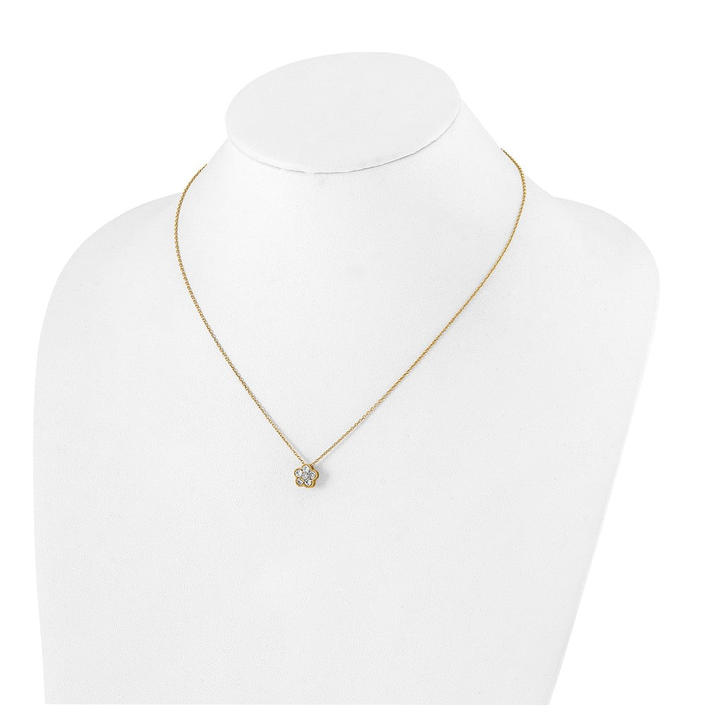 14K Yellow Gold True Origin 1/2 Carat Lab Grown Diamond Vs Def 18 Inch Floral Pendant Necklace