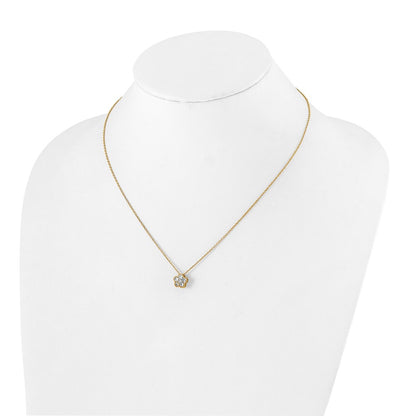 14K Yellow Gold True Origin 1/2 Carat Lab Grown Diamond Vs Def 18 Inch Floral Pendant Necklace