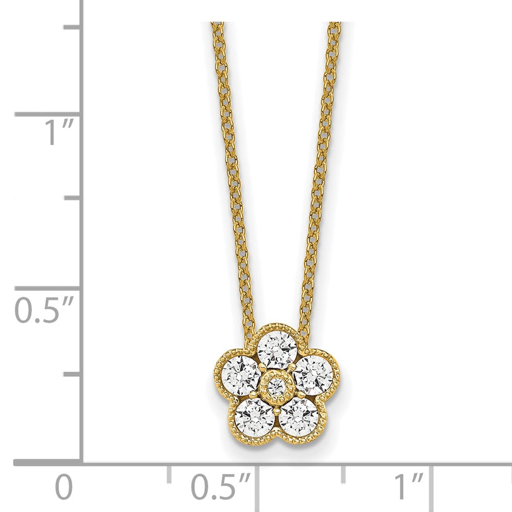 14K Yellow Gold True Origin 1/2 Carat Lab Grown Diamond Vs Def 18 Inch Floral Pendant Necklace