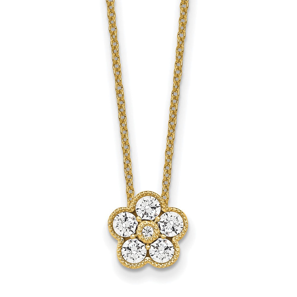 14K Yellow Gold True Origin 1/2 Carat Lab Grown Diamond Vs Def 18 Inch Floral Pendant Necklace