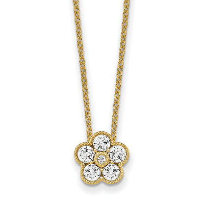 14K Yellow Gold True Origin 1/2 Carat Lab Grown Diamond Vs Def 18 Inch Floral Pendant Necklace