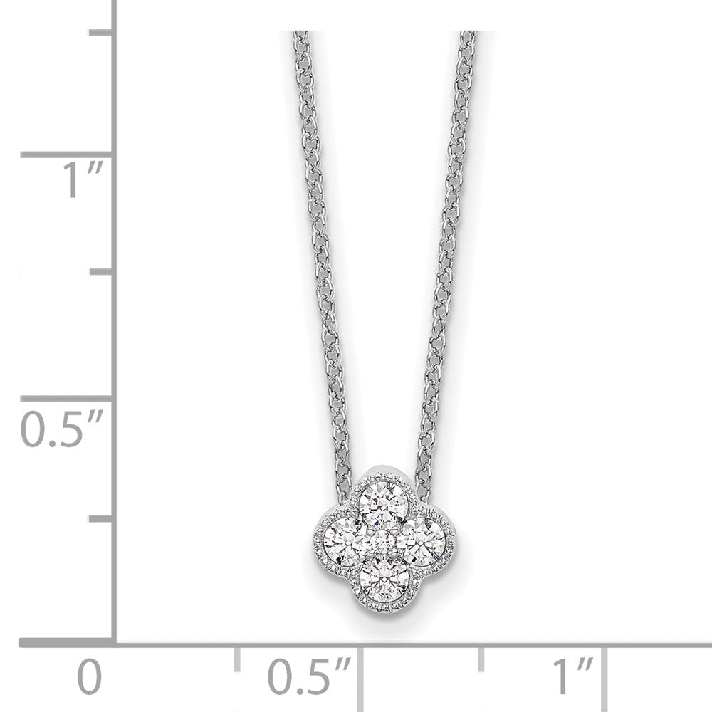 14K White Gold True Origin 1/4 Carat Lab Grown Diamond Vs Def 18 Inch Bloom Floral Pendant Necklace