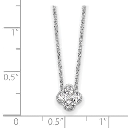 14K White Gold True Origin 1/4 Carat Lab Grown Diamond Vs Def 18 Inch Bloom Floral Pendant Necklace