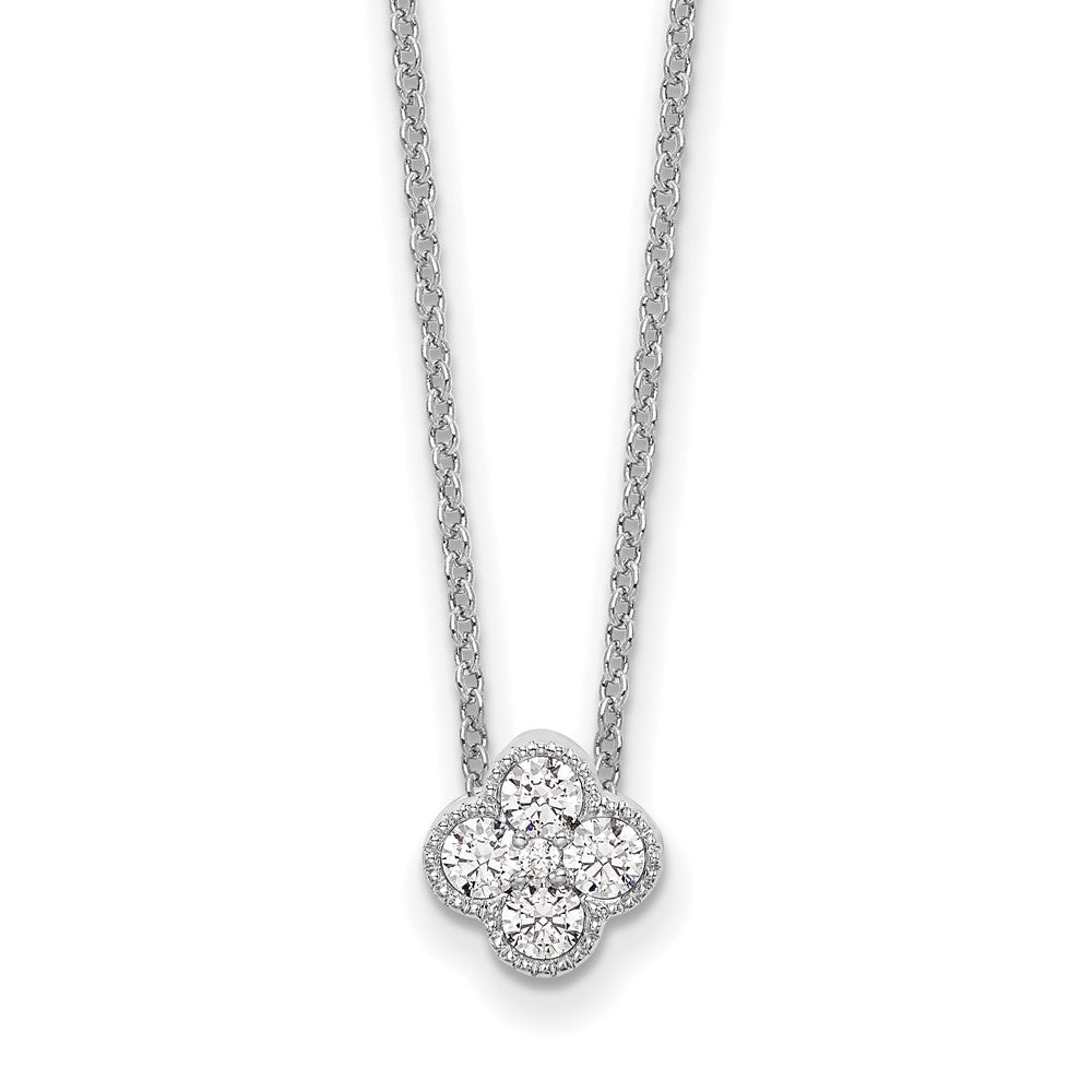 14K White Gold True Origin 1/4 Carat Lab Grown Diamond Vs Def 18 Inch Bloom Floral Pendant Necklace