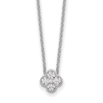 14K White Gold True Origin 1/4 Carat Lab Grown Diamond Vs Def 18 Inch Bloom Floral Pendant Necklace