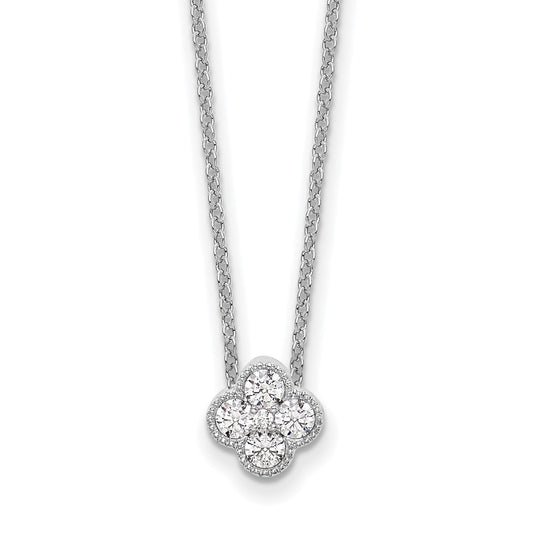 14K White Gold True Origin 1/4 Carat Lab Grown Diamond Vs Def 18 Inch Bloom Floral Pendant Necklace