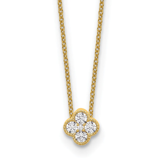 14k Yellow Gold 1/4 Ct. Lab Grown Diamond VS/SI+ G+ 18 inch Bloom Pendant Necklace