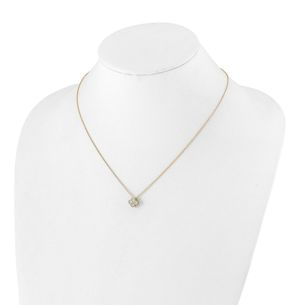 14K Yellow Gold True Origin 1/2 Carat Lab Grown Diamond Vs Def 18 Inch Bloom Floral Pendant Necklace