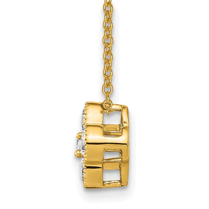 14K Yellow Gold True Origin 1/2 Carat Lab Grown Diamond Vs Def 18 Inch Bloom Floral Pendant Necklace