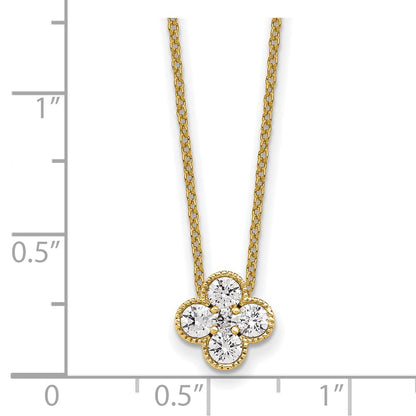 14K Yellow Gold True Origin 1/2 Carat Lab Grown Diamond Vs Def 18 Inch Bloom Floral Pendant Necklace
