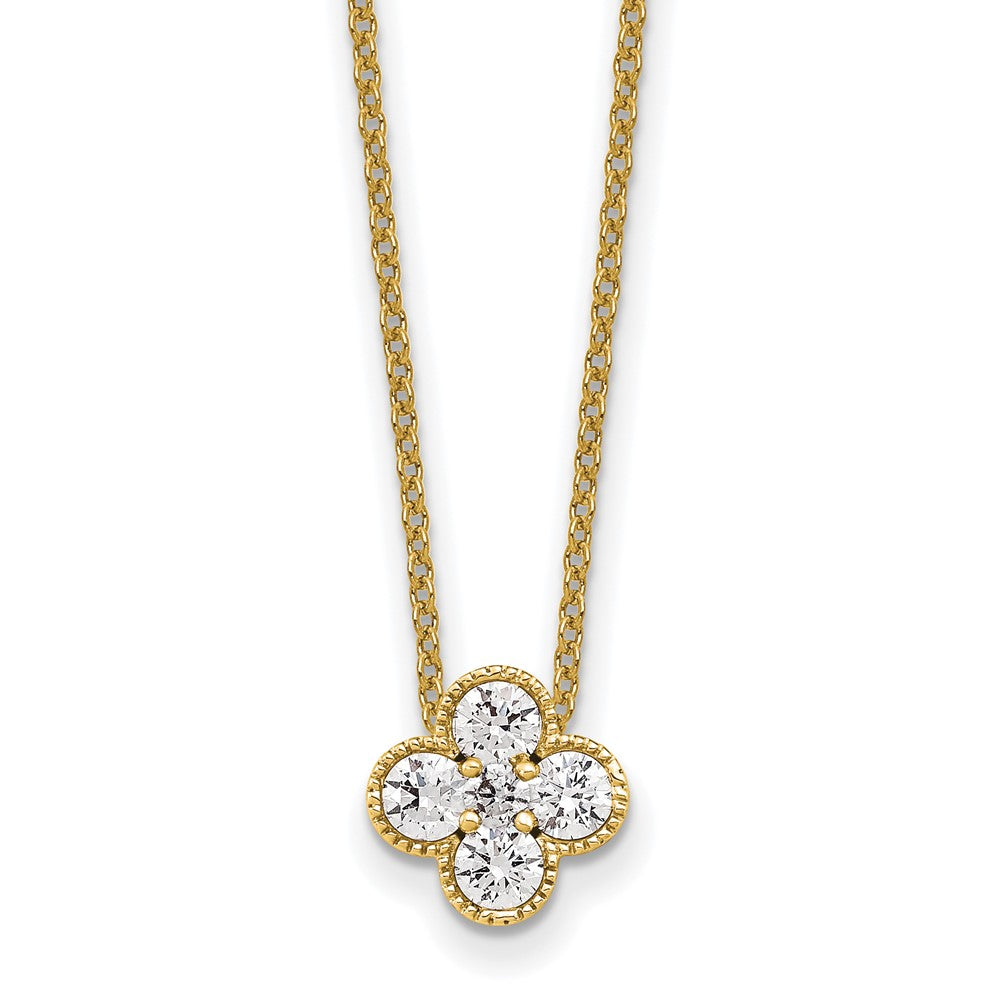 14K Yellow Gold True Origin 1/2 Carat Lab Grown Diamond Vs Def 18 Inch Bloom Floral Pendant Necklace