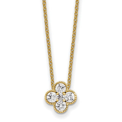 14K Yellow Gold True Origin 1/2 Carat Lab Grown Diamond Vs Def 18 Inch Bloom Floral Pendant Necklace
