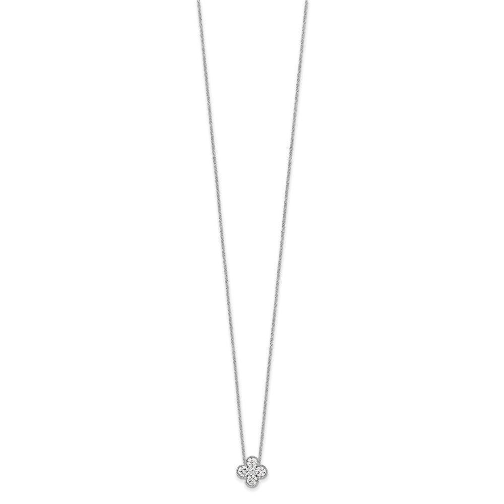 14K White Gold True Origin 3/4 Carat Lab Grown Diamond Vs Def 18 Inch Bloom Floral Pendant Necklace