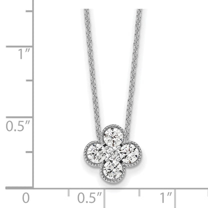 14K White Gold True Origin 3/4 Carat Lab Grown Diamond Vs Def 18 Inch Bloom Floral Pendant Necklace