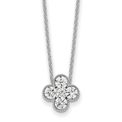 14K White Gold True Origin 3/4 Carat Lab Grown Diamond Vs Def 18 Inch Bloom Floral Pendant Necklace