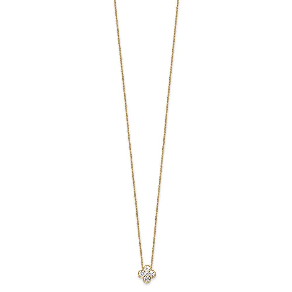 14K Yellow Gold True Origin 3/4 Carat Lab Grown Diamond Vs Def 18 Inch Bloom Floral Pendant Necklace