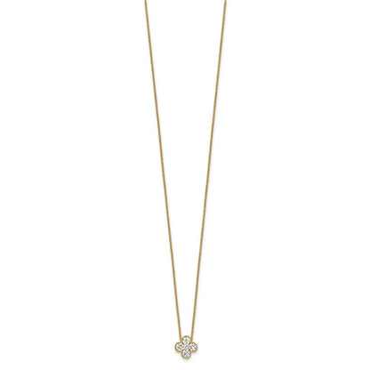 14K Yellow Gold True Origin 3/4 Carat Lab Grown Diamond Vs Def 18 Inch Bloom Floral Pendant Necklace