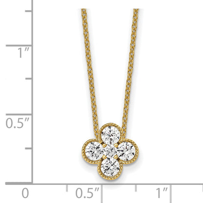 14K Yellow Gold True Origin 3/4 Carat Lab Grown Diamond Vs Def 18 Inch Bloom Floral Pendant Necklace