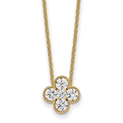 14K Yellow Gold True Origin 3/4 Carat Lab Grown Diamond Vs Def 18 Inch Bloom Floral Pendant Necklace