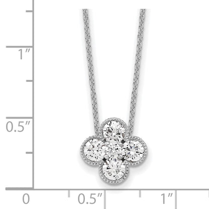 14K White Gold True Origin 1 Carat Lab Grown Diamond Vs Def 18 Inch Bloom Floral Pendant Necklace