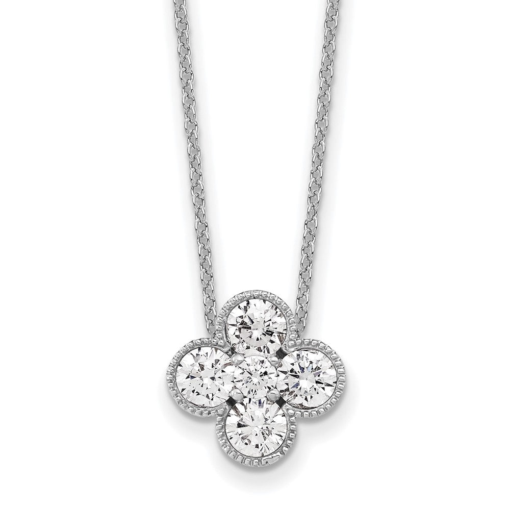 14K White Gold True Origin 1 Carat Lab Grown Diamond Vs Def 18 Inch Bloom Floral Pendant Necklace