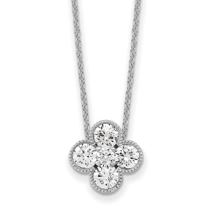 14K White Gold True Origin 1 Carat Lab Grown Diamond Vs Def 18 Inch Bloom Floral Pendant Necklace