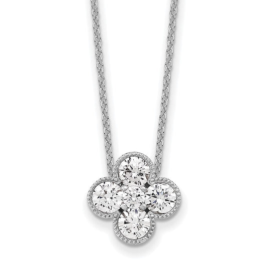 14K White Gold True Origin 1 Carat Lab Grown Diamond Vs Def 18 Inch Bloom Floral Pendant Necklace