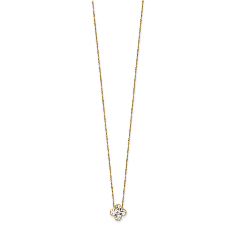 14K Yellow Gold True Origin 1 Carat Lab Grown Diamond Vs Def 18 Inch Bloom Floral Pendant Necklace