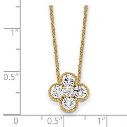 14K Yellow Gold True Origin 1 Carat Lab Grown Diamond Vs Def 18 Inch Bloom Floral Pendant Necklace