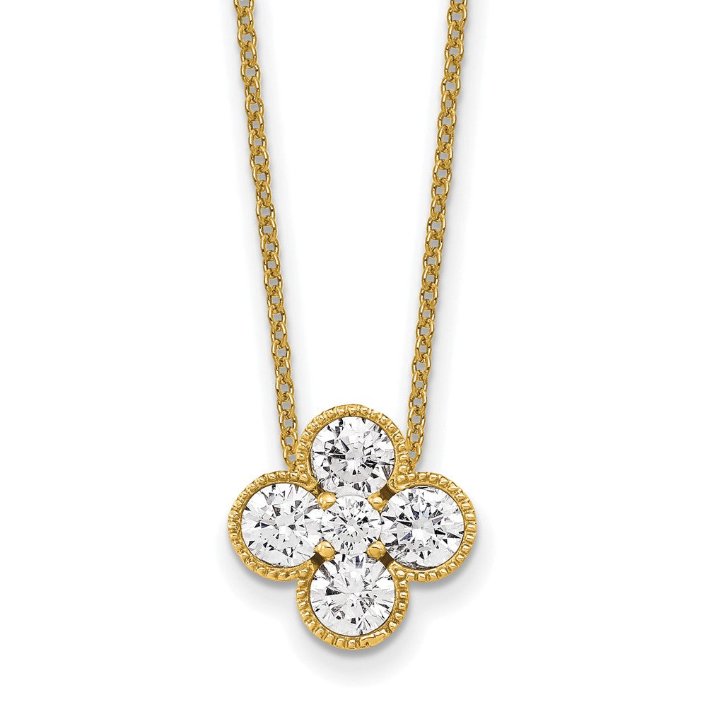 14K Yellow Gold True Origin 1 Carat Lab Grown Diamond Vs Def 18 Inch Bloom Floral Pendant Necklace