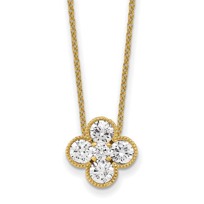 14K Yellow Gold True Origin 1 Carat Lab Grown Diamond Vs Def 18 Inch Bloom Floral Pendant Necklace