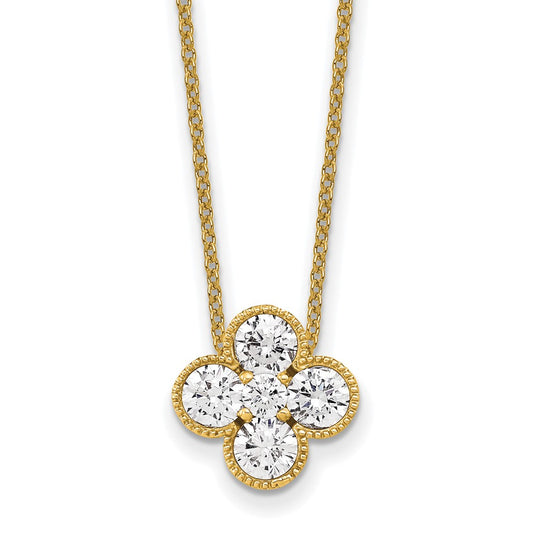 14K Yellow Gold True Origin 1 Carat Lab Grown Diamond Vs Def 18 Inch Bloom Floral Pendant Necklace