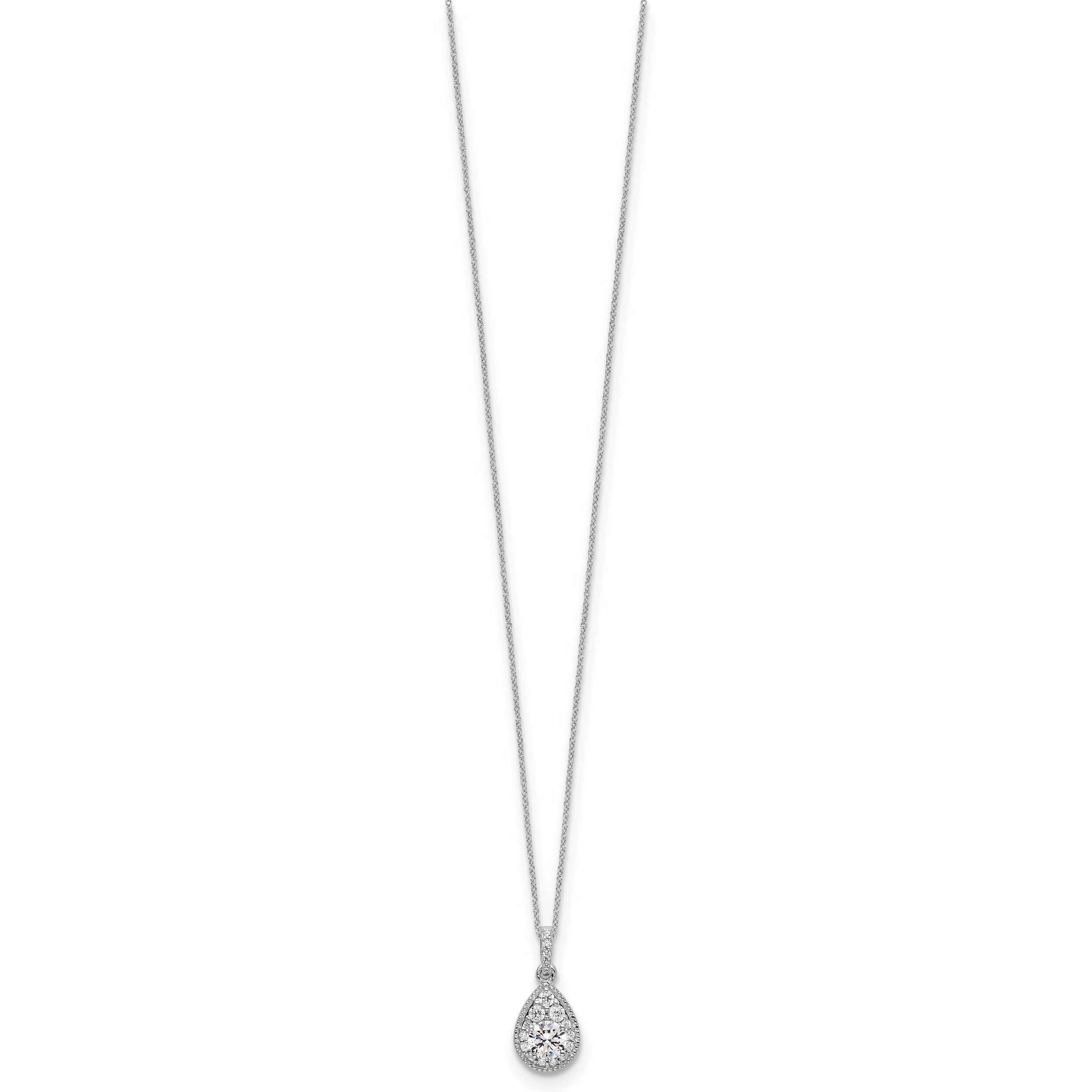14k White Gold 1/2 Ct. Lab Grown Diamond VS/SI+ G+ 18 inch Teardrop Pendant Necklace