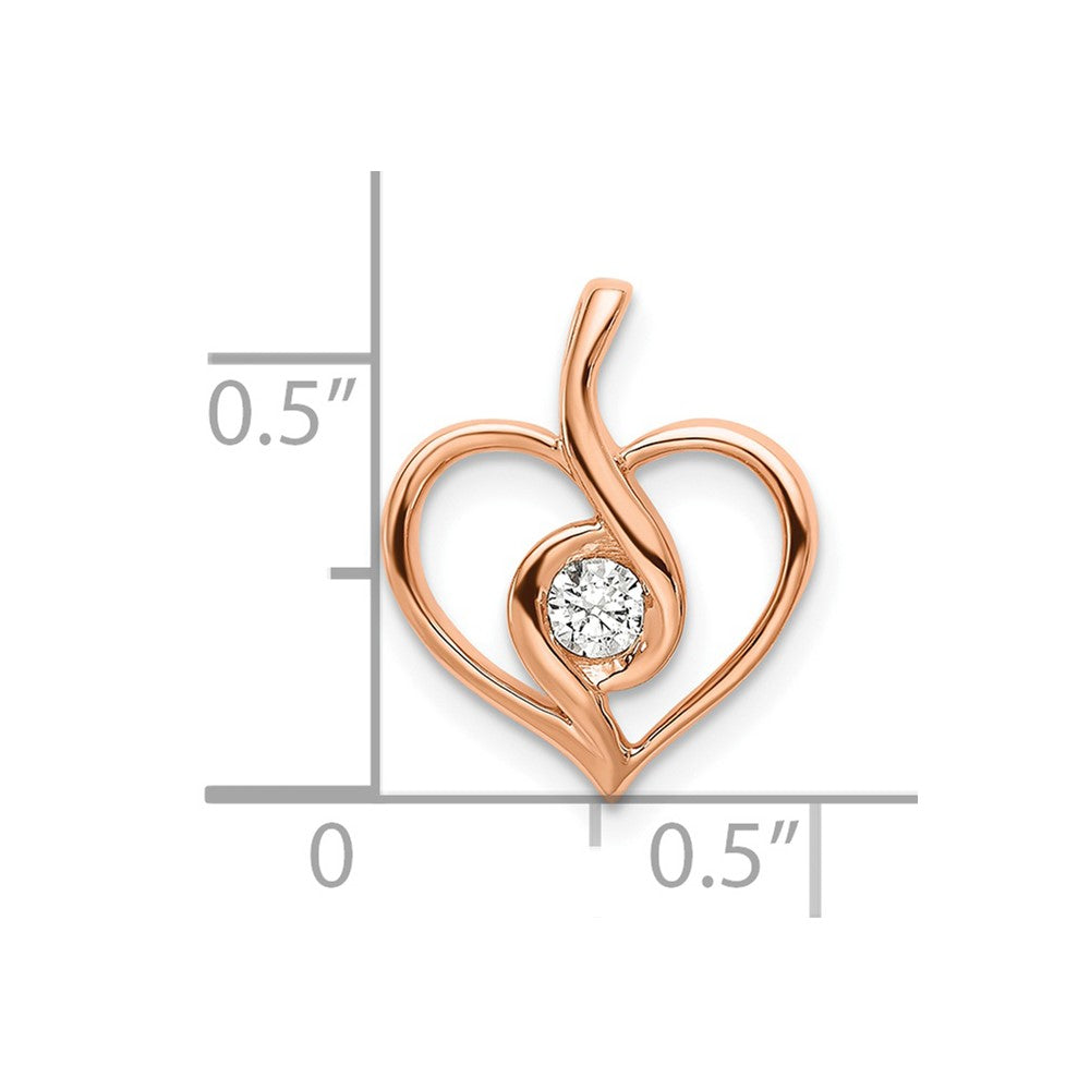 14k Rose Gold 1/10 Ct. Lab Grown Diamond VS/SI+ G+ Bezel Open Heart Pendant