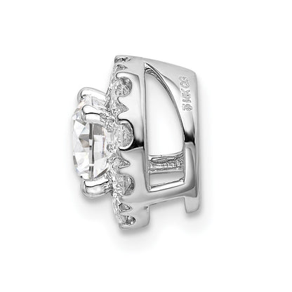 14k White Gold 1 Ct. Lab Grown Diamond VS/SI+ G+ Round Halo Chain Slide Pendant