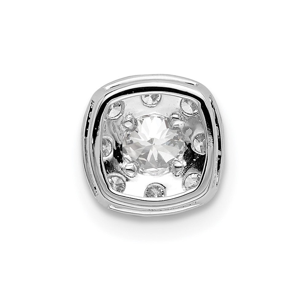 14k White Gold 1/2 Ct. Lab Grown Diamond VS/SI+ G+ Complete Cushion Halo Chain Slide Pendant