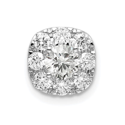 14k White Gold 3/4 Ct. Lab Grown Diamond VS/SI+ G+ Cushion Halo Chain Slide Pendant