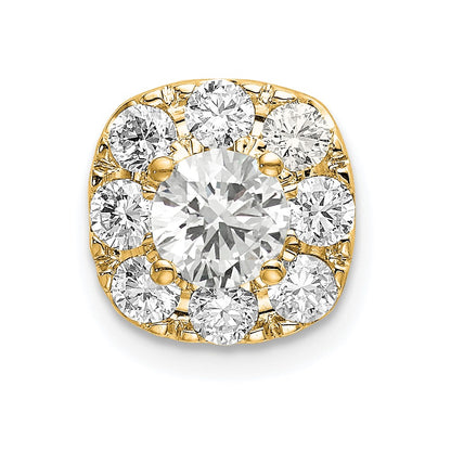14k Yellow Gold 1 Ct. Lab Grown Diamond VS/SI+ G+ Cushion Halo Chain Slide Pendant