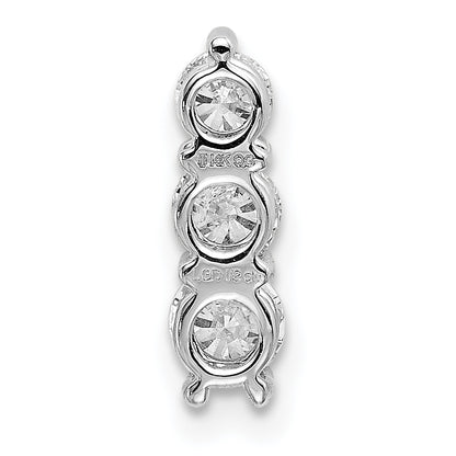 14k White Gold 1/2 Ct. Lab Grown Diamond VS/SI+ G+ Three Stone Chain Slide Pendant