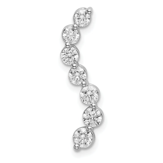 14k Yellow Gold White 3/4 Ct. Lab Grown Diamond VS/SI+ G+ 18 inch Seven Stone Curved Bar Pendant Necklace