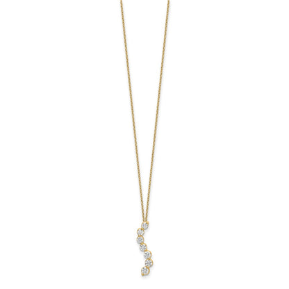 14k Yellow Gold White 3/4 Ct. Lab Grown Diamond VS/SI+ G+ 18 inch Seven Stone Curved Bar Pendant Necklace