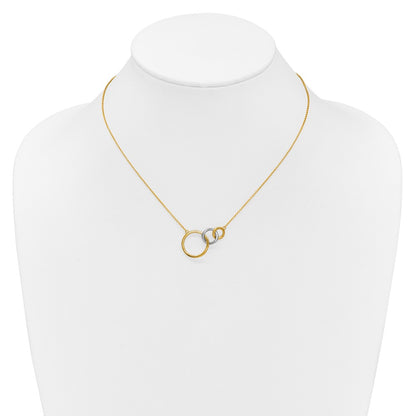 14K Two Tone Polished Triple Interlocked Circles 18 Inch Necklace