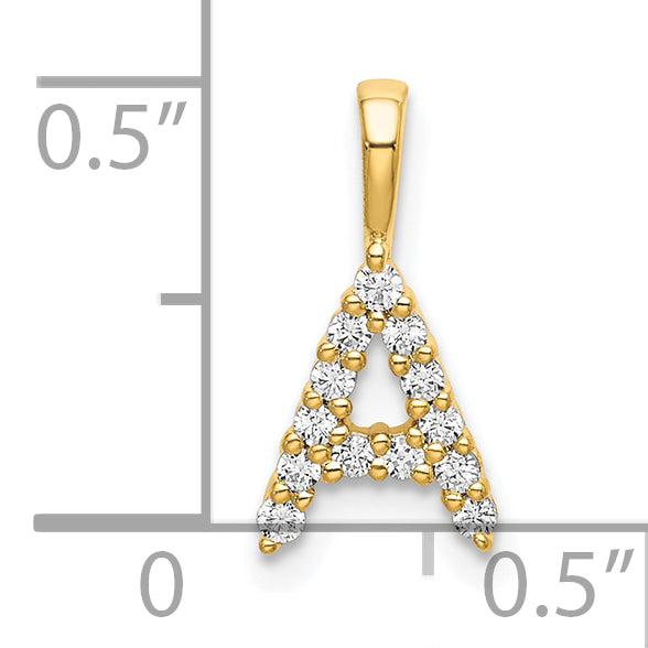 14k Yellow Gold 1/8 Ct. Lab Grown Diamond VS/SI+ G+ Letter A Initial Pendant