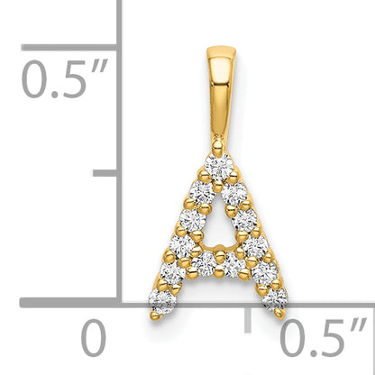 14k Yellow Gold 1/8 Ct. Lab Grown Diamond VS/SI+ G+ Letter A Initial Pendant