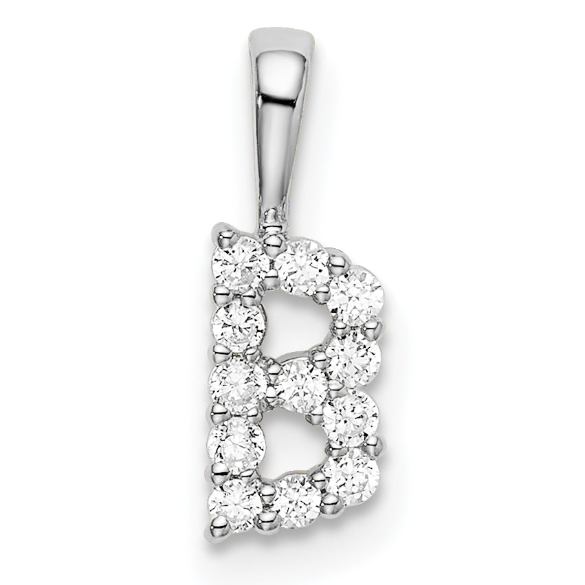 14k White Gold 1/8 Ct. Lab Grown Diamond VS/SI+ G+ Letter B Intitial Pendant