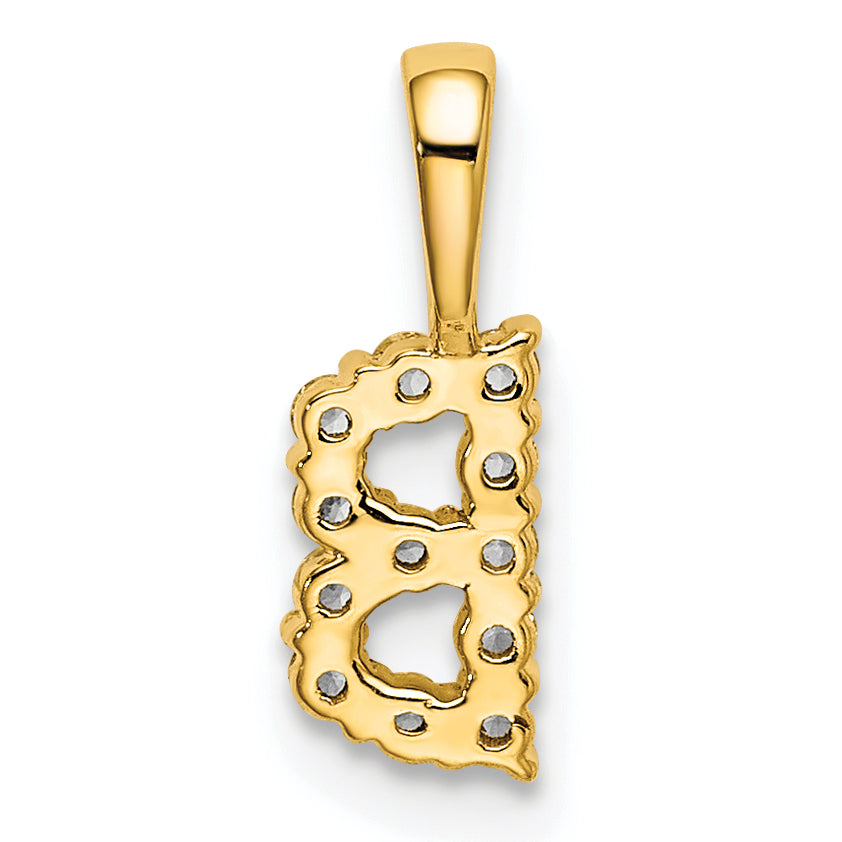 14k Yellow Gold 1/8 Ct. Lab Grown Diamond VS/SI+ G+ Letter B Intitial Pendant